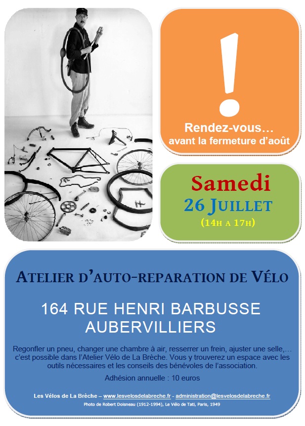 Affiche Atelier Vélo 26 Juillet 2014