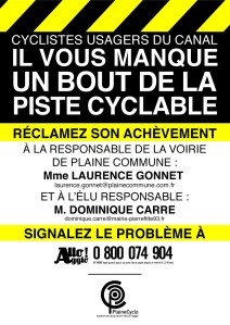 Affiche aménagement cyclable canal Aubervilliers